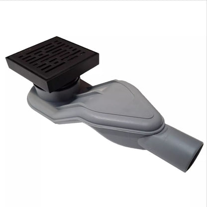 Side Outlet Discharge Adapter and Matte Black Square Drain Bundle - 4 Inch