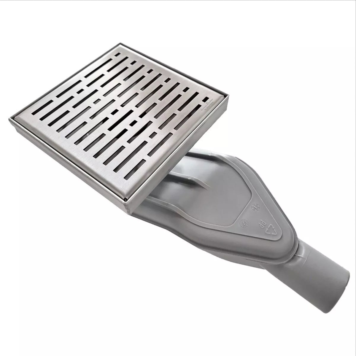 Side Outlet Discharge Adapter and Polished Square Drain Bundle - 6 Inch