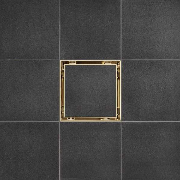 Satin Gold Tile Insert Square Shower Drain 5 Inch, SereneDrains