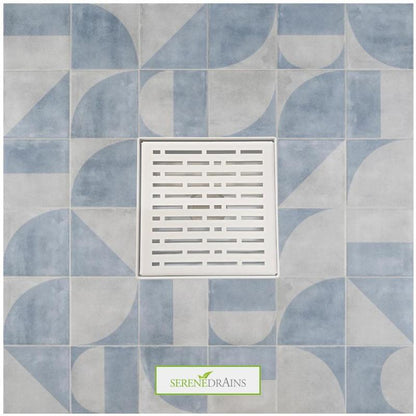 Square Drains, SereneDrains White 6 Inch Shower Drain Broken Lane Design