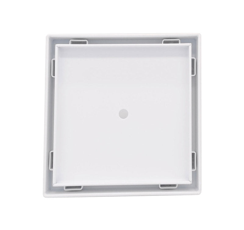 5 Inch Matte White Tile Insert Square Shower Drain with Hair Trap and Base Flange Kit