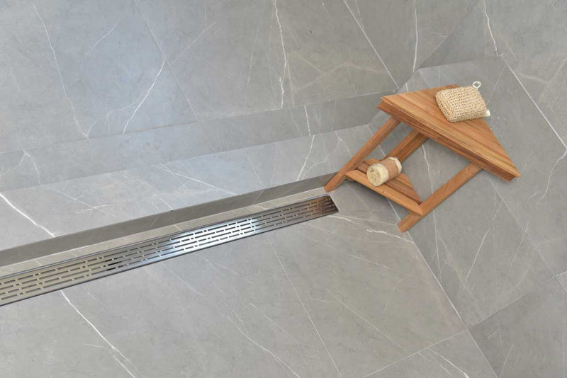 47 Inch Polished Chrome Linear Shower Drains, Broken Lane Design by SereneDrains