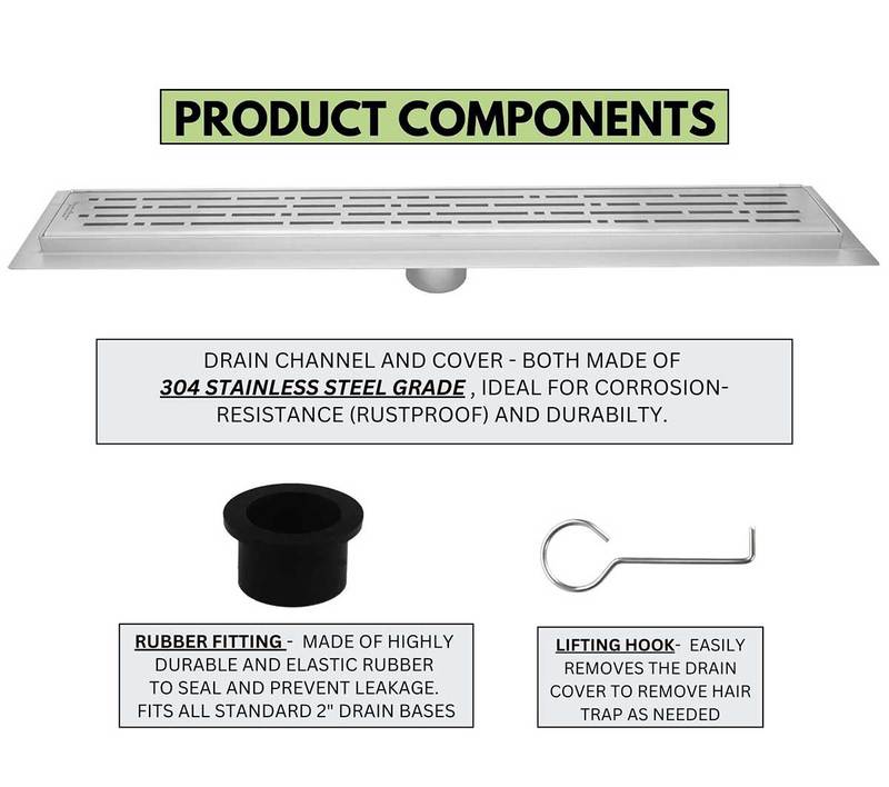 24 Inch Linear Shower Drain Broken Lane Brushed Nickel Design by SereneDrains