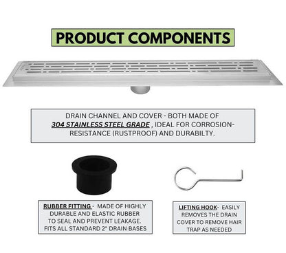 24 Inch Linear Shower Drain Broken Lane Brushed Nickel Design by SereneDrains
