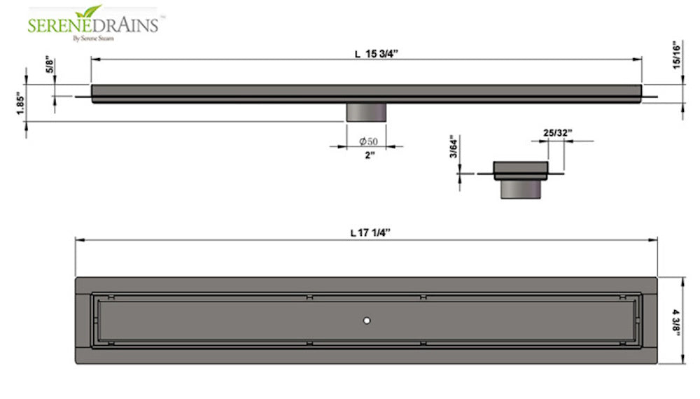 Vertical-to-Horizontal ABS Side Discharge Adapter with Tile Insert Linear Shower Drain Kit