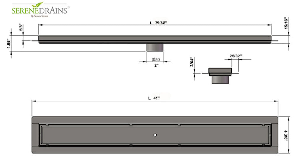 Vertical-to-Horizontal ABS Side Discharge Adapter with Tile Insert Linear Shower Drain Kit