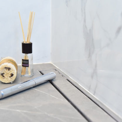 90 Inch Linear Shower Drain Kit with Hair Trap and Flange Base, SereneDrains