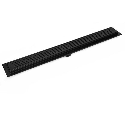 35 Inch Matte Black Linear Shower Drain, Broken Lane Design by SereneDrains