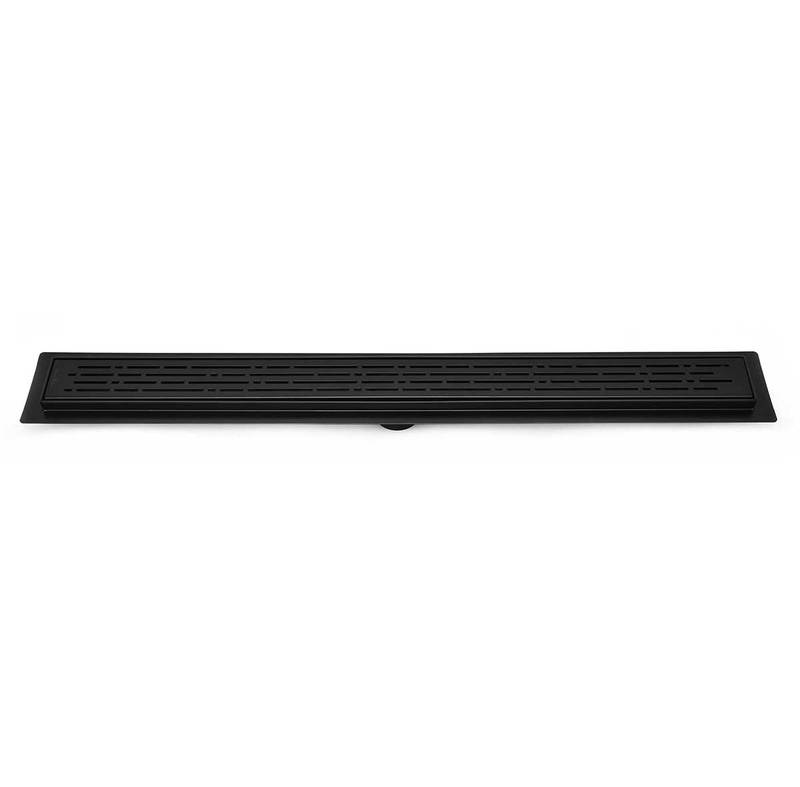 SereneDrains Matte Black Linear Drains with Horizontal Side Outlet Discharge