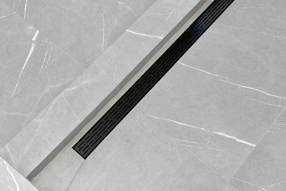 35 Inch Matte Black Linear Shower Drain, Broken Lane Design by SereneDrains