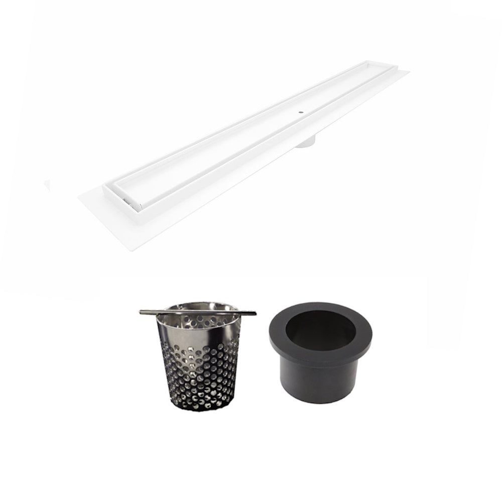 30 Inch Matte White Tile Insert Linear Shower Drain by SereneDrains