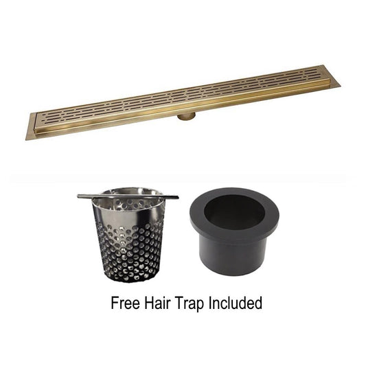 16 Inch Satin Gold Linear Shower Drain, Broken Lane Design by SereneDrains