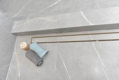 16 Inch Satin Gold Tile Insert Linear Shower Drain by SereneDrains