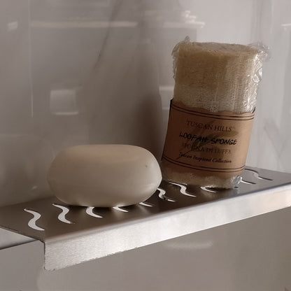 Brushed Shower Shelf, Elegant Drill & Screw Wall Mount Shower Shelf, Ocean Wave Design