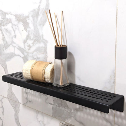 Matte Black Shower Shelf, Elegant Drill & Screw Wall Mount Shower Shelf, Traditional Square Design