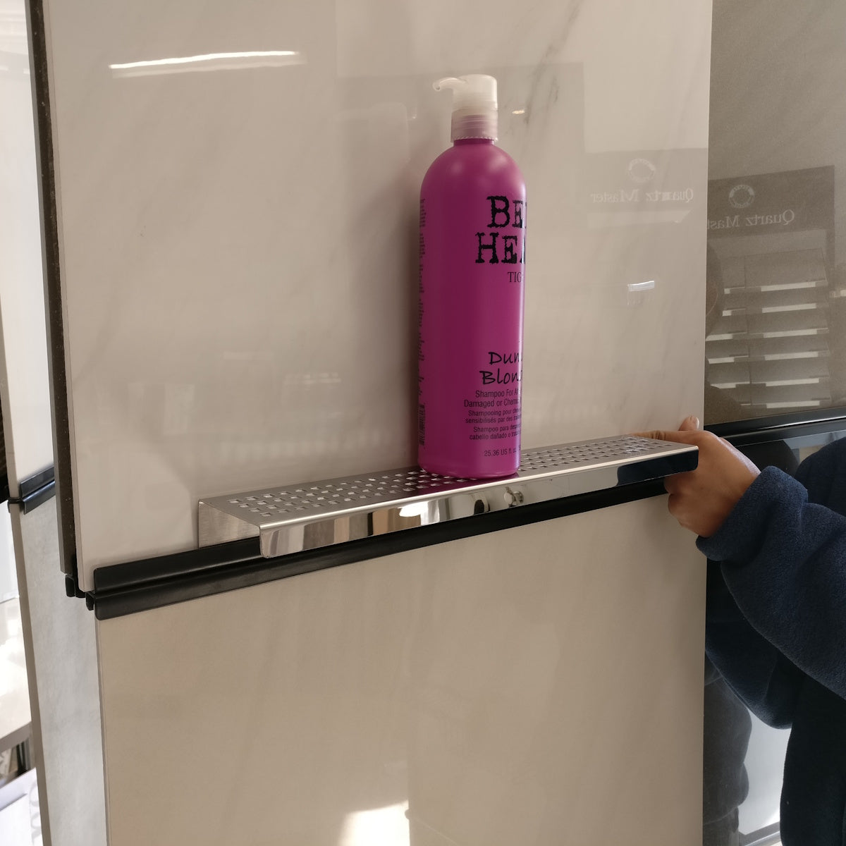 Polished Chrome Shower Shelf, Elegant Drill & Screw Wall Mount Shower Shelf, Traditional Square Design