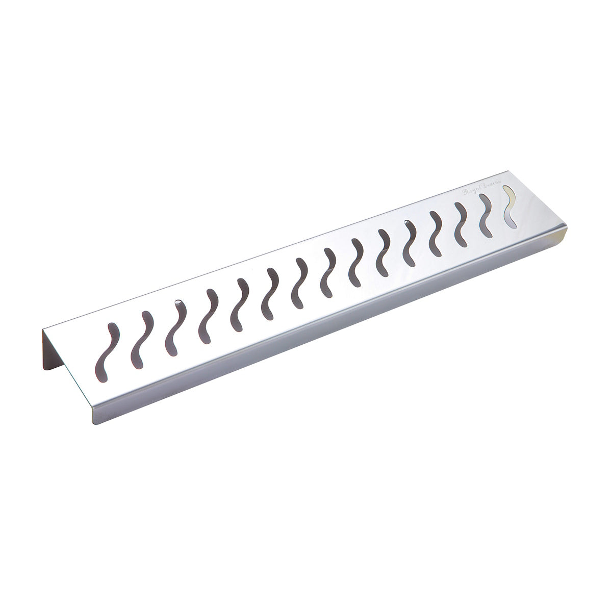 Polished Chrome Shower Shelf, Elegant Drill & Screw Wall Mount Shower Shelf, Ocean Wave Design