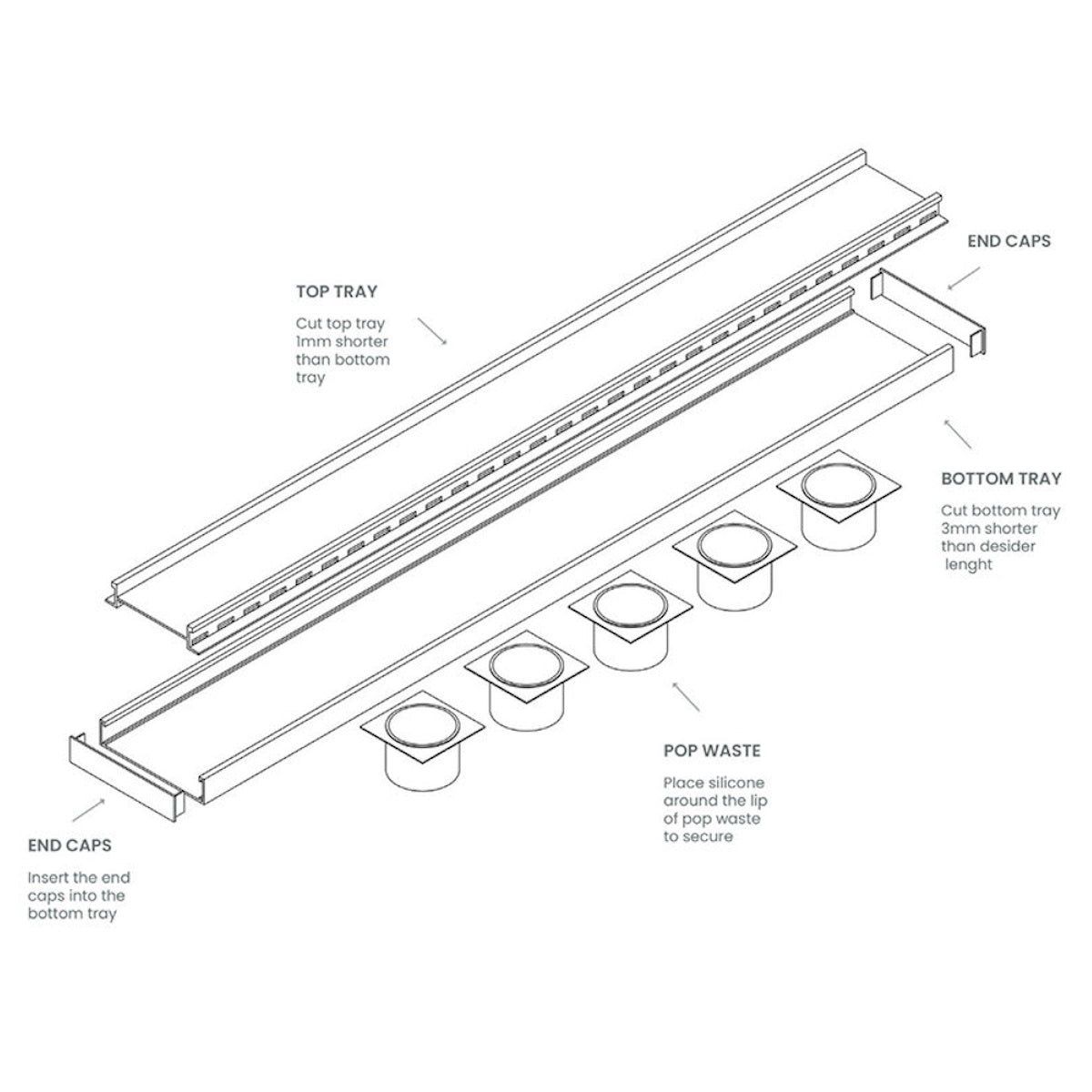 Custom Length Linear Shower Drain, Tile Insert Cover – Custom Size
