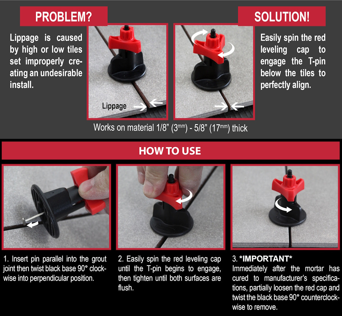 Reusable Tile Leveling System for Shower & Bath Tile Installation