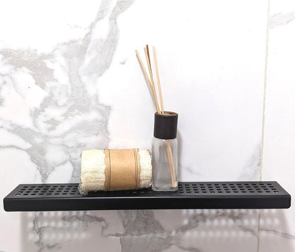 White Wall-Mounted Shower Shelf, Stainless Steel, Matte White Finish by SereneDrains