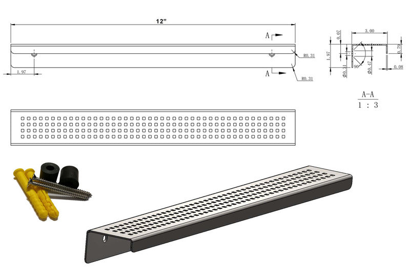 large 16 inch brushed stainless steel shower shelf rust proof bathroom organizer