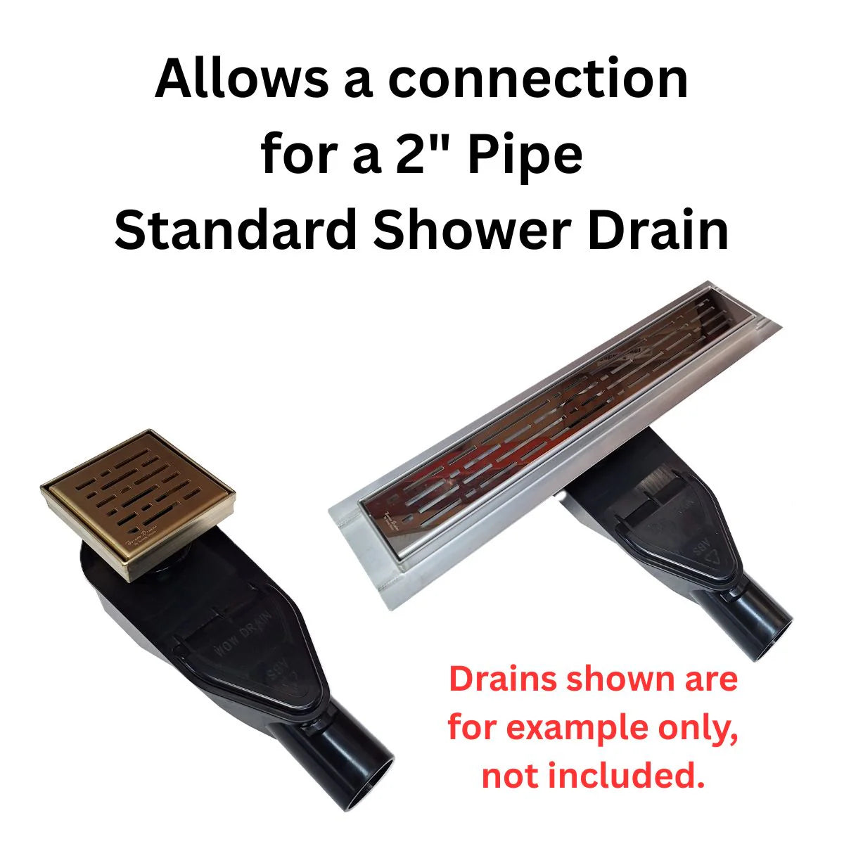 SereneDrains Vertical-to-Horizontal Shower Drain Outlet Side Discharge Adapter, Thick ABS Plastic