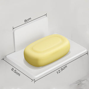 Luxury White Soap Dish, Drill-Free Aluminum Wall Mount Soap Rack