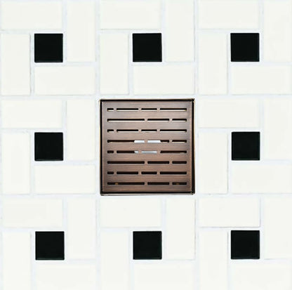 6 Inch Bronze Square Shower Drain with Hair Trap and Base Flange Kit – Broken Lane Design