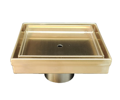 Satin Gold Tile Insert Square Shower Drain 5 Inch, SereneDrains