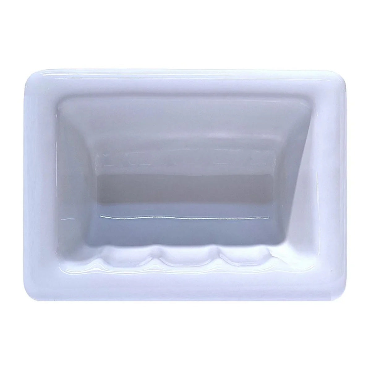 SereneDrains Porcelain Recessed Soap Dish for Shower, Wall-Mount White Glossy 6x4 Soap Holder