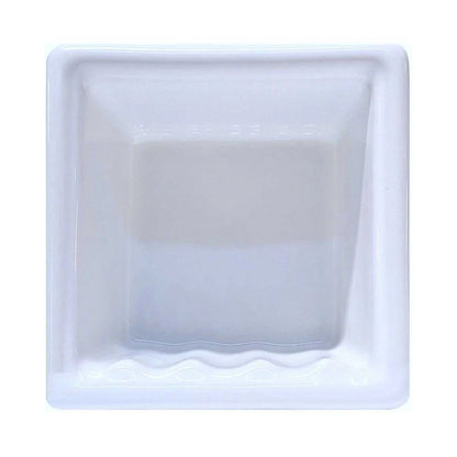 Recessed Porcelain Soap Dish for Shower, Wall-Mount Built-In Soap Holder, White Glossy 6x6"