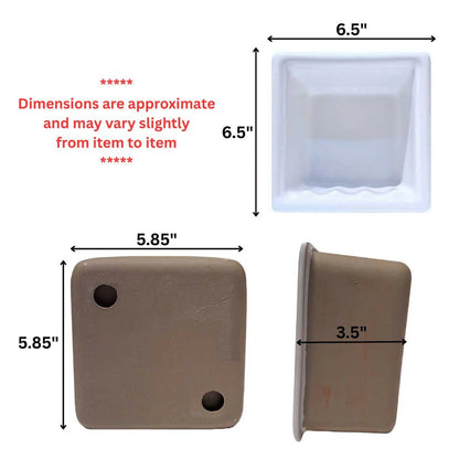 Recessed Porcelain Soap Dish for Shower, Wall-Mount Built-In Soap Holder, White Glossy 6x6"