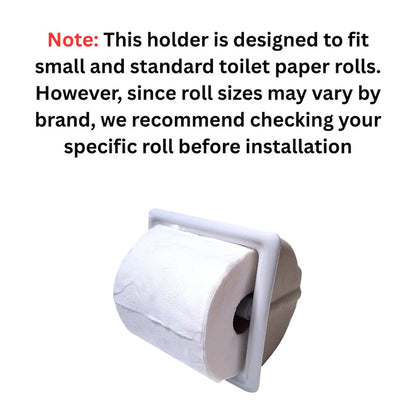 White Ceramic Recessed Toilet Paper Holder, 6x6" Niche Bathroom Tissue Roll