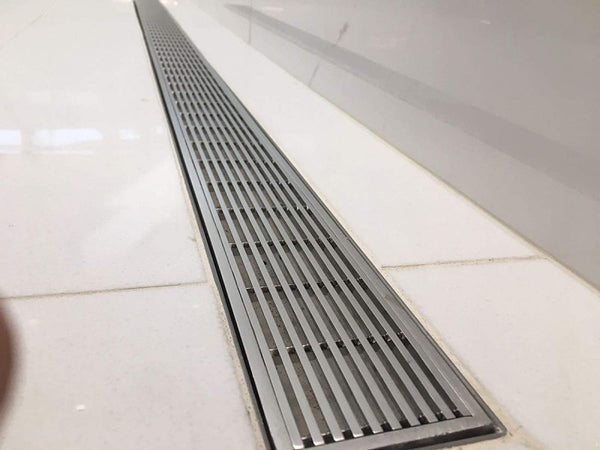 16 Inch Linear Shower Drain Brushed Nickel Linear Wedge Design by SereneDrains