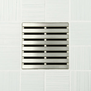 Ebbe E4811 Parallel Brushed Nickel Square Shower Drain with Installation Kit