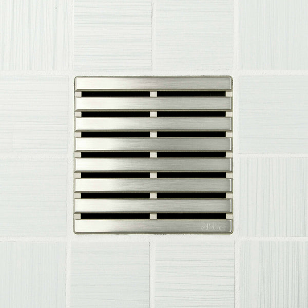 Ebbe E4811 Parallel Brushed Nickel Square Shower Drain with Installation Kit