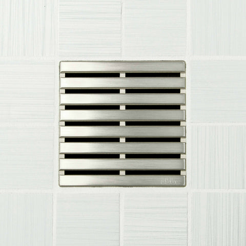 Ebbe E4811 Parallel Brushed Nickel Square Shower Drain with Installation Kit