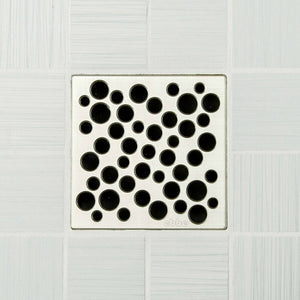 Ebbe E4812 Bubbles Satin Nickel Square Shower Drain with Installation Kit