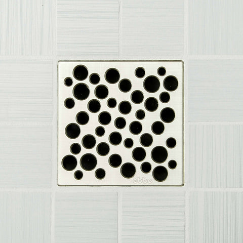 Ebbe E4812 Bubbles Satin Nickel Square Shower Drain with Installation Kit