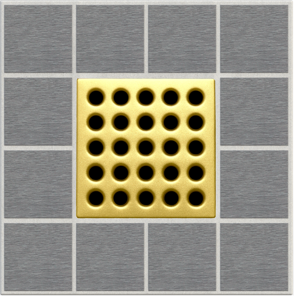 Ebbe E4402 Satin Gold Square Shower Drain with Installation Kit