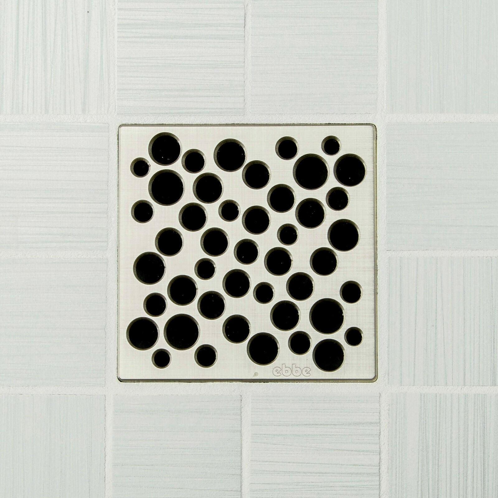 Ebbe E4812 Bubbles Brushed Nickel Square Shower Drain with Installation Kit