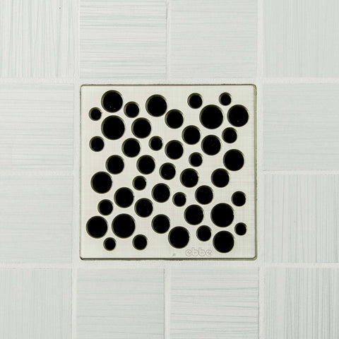 Ebbe E4812 Bubbles Brushed Nickel Square Shower Drain with Installation Kit
