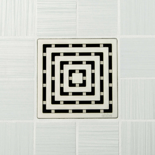 Ebbe E4815 Frames Satin Nickel Square Shower Drain And Rough-in Adapter Kit