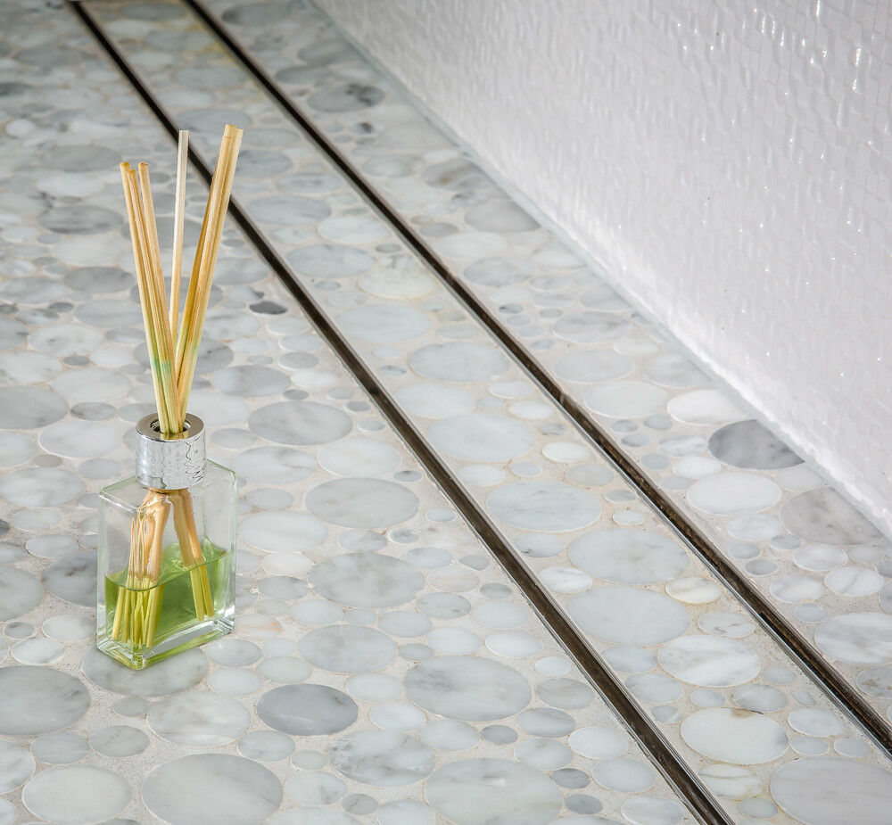 Matte Black Tile Insert Linear Shower Drain with Free Hair Trap by SereneDrains