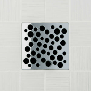 Ebbe E4812 Bubbles Polished Chrome Square Shower Drain with Installation Kit