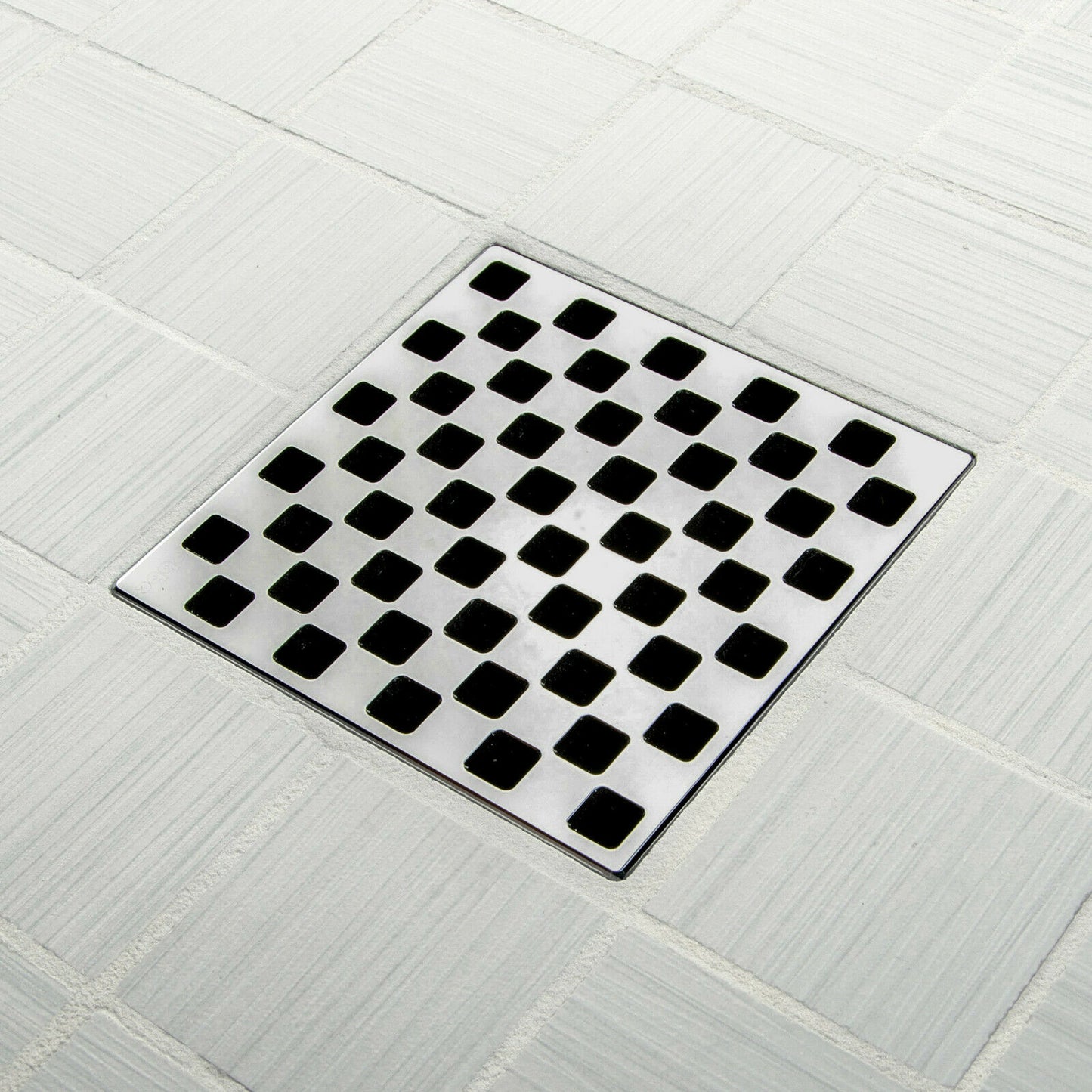 Ebbe E4807 Weave Polished Chrome Square Shower Drain with Installation Kit