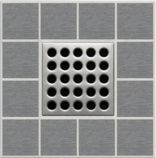 Ebbe E4410 Satin Nickel Square Shower Drain with Installation Kit