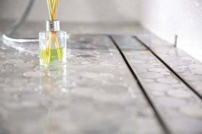 Matte Black Tile Insert Linear Shower Drain with Free Hair Trap by SereneDrains