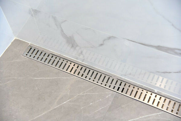 SereneDrains Linear Shower Drain with Hair Trap Set Wind Design