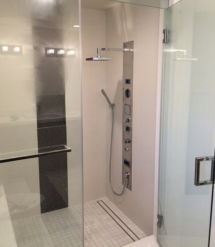 Matte Black Tile Insert Linear Shower Drain with Free Hair Trap by SereneDrains